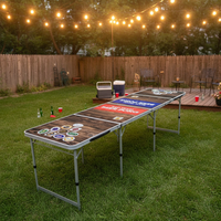 Table de jeu de beer pong pliable à LED de marque JY, mobilier d'extérieur OEM/ODM, logo personnalisé, matériau en aluminium, design personnalisé, portable