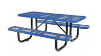 Ensemble de table à manger d'extérieur en acier durable et imperméable avec banc de pique-nique pour restaurant, patio, jardin