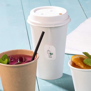 Gobelets en papier recyclables 20 oz 500 ml Ø 90 mm blancs à paroi simple grande capacité pour jus de fruits - Product Image 2