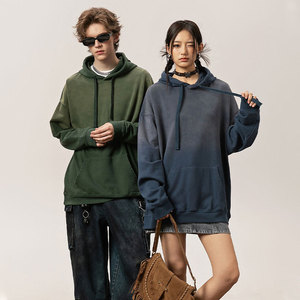 Sudadera Extra Grande Personalizada de 370 g/m², Estilo Vintage Americano, de Lana Gruesa, con Degradado Circular y Lavado Ácido - Product Image 2