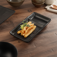 Assiettes de service rectangulaires en mélamine noire mate de qualité alimentaire écologiques japonaises pour apéritifs et sushis