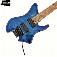 Guitares électriques sans tête Jingying 2025 haut de gamme à 7 cordes motif tigre, double trémolo, vente en gros d'usine, instruments à cordes