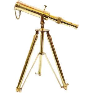 Navirock Brass Spyglass Vintage <b>Desktop</b> Telescope 15x Magnification with Brass Tripod 10 Inch <b>Antique</b> Finish - Product Image 1