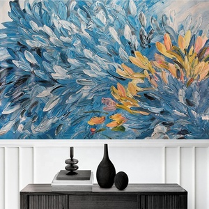 Plume de paon bleu <span class=keywords><strong>peinture</strong></span> à l'huile <span class=keywords><strong>abstraite</strong></span> peler et coller le <span class=keywords><strong>papier</strong></span> <span class=keywords><strong>peint</strong></span> - Product Image 3