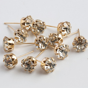 Golden Sun Claw <b>Crystal</b> <b>Stud</b> <b>Earrings</b> Zinc Alloy Ball Shape For DIY Jewelry Making Accessories Wholesale - Product Image 2