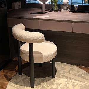 Tabouret de maquillage avec dossier, chaise ronde pivotante pour chambre à coucher, utilisation comme coiffeuse - Product Image 3