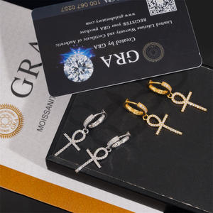 ต่างหูฮิปฮอปทรงห่วงประดับเพชรโมอิสซาไนต์ VVS  แบบ Iced Out  วัสดุเงินแท้ 925  รับรองโดย GRA  ราคาขายส่ง Kaleido  ผ่านการทดสอบเพชร - Product Image 2