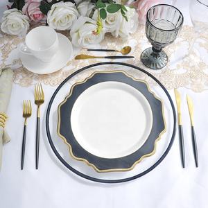 SONYA Piatti di Presentazione Classici da 13 Pollici in Vetro Trasparente con Bordo Nero per Uso Domestico - Product Image 2