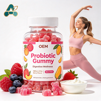 Gummies Probiotiques en Gros Pêche/Orange/Fraise Saveur Personnalisée Sans Gluten 30 Unités Complément Digestif Bien-être OEM