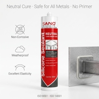 Scellant silicone neutre SANVO 300ml pour surfaces métalliques, non corrosif, résistant aux intempéries, construction, emballage, haute adhérence, OEM