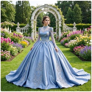 Robe de Quinceañera Jxs22, Robe de Soirée en Satin avec Fleurs et Perles Pailletées pour Fête des 15 Ans, Jancember - Product Image 1