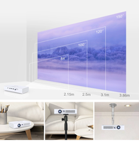 Projecteur portable LCD 4K 400 Ansi à marque privée en gros, distance de projection de 1 à 6 mètres, projecteur intelligent 3D R19, trépied gratuit, 16 Go