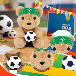 Oso <span class=keywords><strong>de</strong></span> Peluche para Fanáticos del Fútbol, Peluche Sentado con Diadema <span class=keywords><strong>de</strong></span> Fútbol y Balón, Regalo Deportivo para Niños, Decoración para <span class=keywords><strong>el</strong></span> Día del Partido - Product Image 2