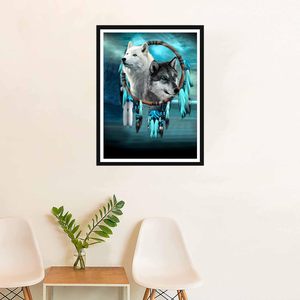 COOLEVE <span class=keywords><strong>Peinture</strong></span> Diamant Créative Paysage Attrape-rêves <span class=keywords><strong>Loup</strong></span> 30*40cm Kit Complet pour Débutants Options OEM/ODM Peintures Diamant Directes Décoration Maison - Product Image 1