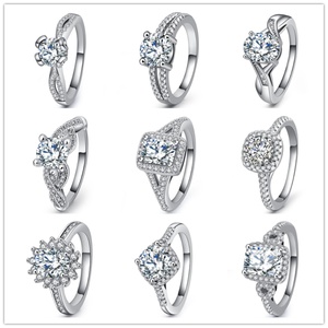 Anillo de Compromiso de Microscopio con Circonita Plateada y Rodiada, Estilo Bohemio y Engaste Pavé para Aniversario y Boda - Product Image 2