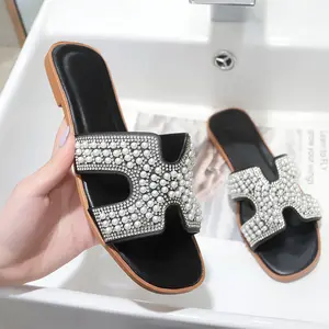 Women's Slippers 2022 Casual Outdoor Fashion Design Women Shoes Square Toe Thong Flat Sandals