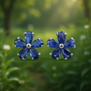 Orecchini a Perno con Fiore Verde, Placcati in Argento con Cristalli e Strass, Gioielli Eleganti da Donna per Feste - Product Image 2