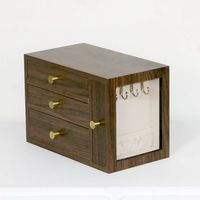 Mini armoire minimaliste en bois, boîte de rangement de bureau avec tiroir, finition noyer, petite boîte organisatrice pour la maison et le bureau