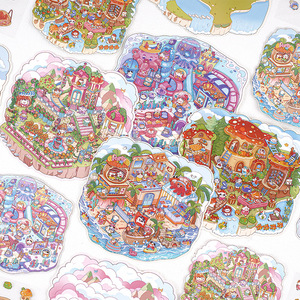 Eslite Dream Series 3D Laser Sticker Escena en miniatura de dibujos animados creativos para paisajismo al aire libre Diversión See Meow Star Pared decorativa - Product Image 1