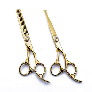 Tijeras de peluquería doradas de 6.0 pulgadas, tijeras de entresacar con punta redonda para uso estético, para diestros, con hoja de acero inoxidable - Product Image 4