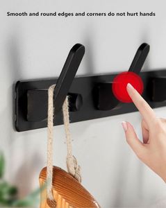 WEKIS Porte-manteau mural décoratif noir en métal à 5 crochets, auto-adhésif, écologique, pour salon, armoire, vêtements, manteaux - Product Image 4