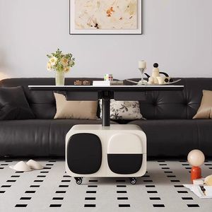Mesa de centro móvil plegable Panda Cream para sofá, mesa auxiliar, armario de café de almacenamiento multifuncional para el hogar para sala de estar - Product Image 5