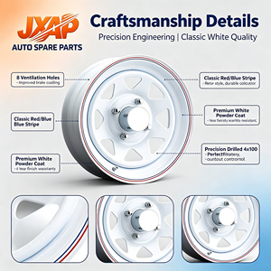 Jantes en acier JAXP de 13 <span class=keywords><strong>pouces</strong></span>, blanches, à rayons, <span class=keywords><strong>4x100</strong></span>, 4 trous, pour <span class=keywords><strong>remorque</strong></span> - Product Image 5
