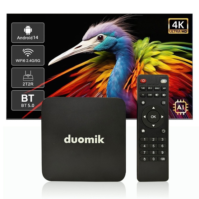 Android Four Core 4K Set-top Box with Screen Projection Wireless Wi-Fi Network TV Live Streaming Smart Voice Control