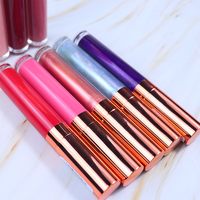 Créez votre propre logo personnalisé, rouge à lèvres de luxe à étiquette privée, tube doré brillant, gloss à lèvres longue tenue, taille échantillon, végan, sans cruauté