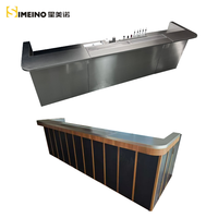 SIMEINO XMN Bar-3750 Custom 3.75m Titanium Stainless Steel Meja Bar Koktail Komersial dengan Trim Kayu dan Stasiun Keran Terintegrasi