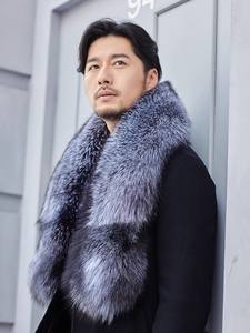 Sciarpa in Vera Pelliccia di Volpe Argentata Naturale, Calda Sciarpa Invernale in Pelliccia di Volpe Bianca, Morbido Collo Lungo in Pelliccia - Product Image 3