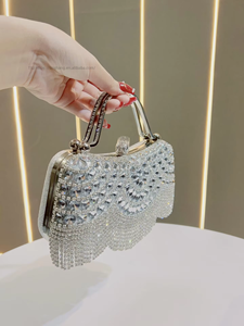 New Fashion Lattice Tassel Chains Waterproof Polyester 1-1.9L <b>Clutch</b> Bag <b>Wedding</b> Birthday Evening Use Adjustable Tanjing - Product Image 2