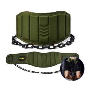 VIGFIT sabuk Angkat Berat Fitness, sabuk tarik ke atas Horizontal bar kekuatan pinggang sabuk celup pelatih jongkok dengan rantai besi - Product Image 1