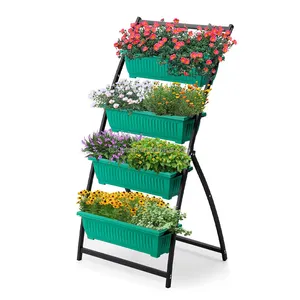 4 tier Freestanding Elevated Bed Self Watering Garden Planter Pots Outdoor Vertical Raised Garden Bed