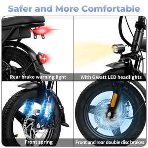Bicicleta Eléctrica Plegable Mini, 25 km/h, 3 Velocidades, Motor Trasero sin Escobillas de 250 W, 500 Wh, Batería de Litio, Portaequipajes Trasero, Pedido al por Mayor, OEM - Product Image 5