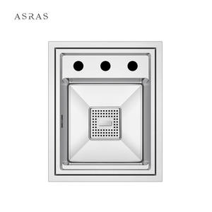 Évier de cuisine Asras en acier inoxydable SUS304 fait à la main, évier simple à cuve unique, petit évier encastré avec robinet <span class=keywords><strong>télescopique</strong></span> 3847Y-2 - Product Image 2