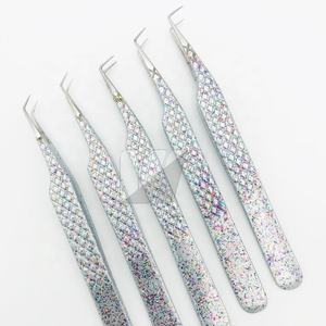 Pince à épiler en acier durable japonais à paillettes blanches personnalisées pointe pointue matériau inoxydable avec logo personnalisé - Product Image 1