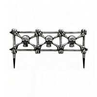 Piquets de sol vintage en argent en forme de crâne et d'os, pour bordure de pelouse, décoration extérieure de jardin d'Halloween et de maison hantée