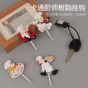 Chef Resin Stainless Steel <b>Hooks</b> 3D Adhesive <b>Kitchen</b> Wall Mount Single <b>Hook</b> Durable 5-10kg Load Capacity - Product Image 3