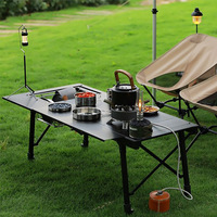 Mesa Plegable de Aleación de Aluminio Ajustable en Altura, Estilo Glamping, Portátil, Multifuncional, Expandible, para Viajes y Campamento
