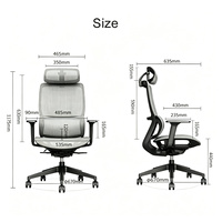 Chaise de bureau ergonomique en maille, chaise de bureau à dossier haut, appui-tête et accoudoirs réglables, chaise d'ordinateur inclinable pour la maison et le bureau