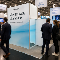 Stand d'exposition modulaire pour échographie médicale IA, vitrine en tissu SEG avec éclairage LED pour événements technologiques de santé