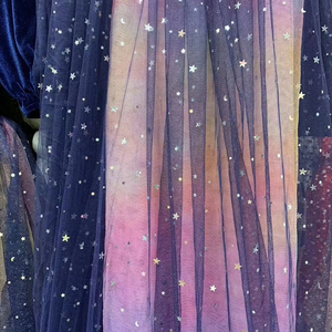 Tela de tul para vestido, 100% poliéster, degradado, colorido, brillante, con lentejuelas de luna y estrella - Product Image 2