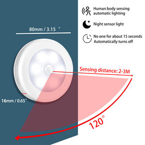 Современный светодиодный светильник для шкафа, Настенный Круглый светильник со встроенным датчиком движения для использования на кухне, работающий от батареи - Product Image 3