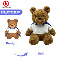 Peluche personnalisée Mini Ours Bouclé Doux et Rembourré avec Cape Bleue et T-shirt Blanc pour Enfants Cadeau de Noël CE OEM ODM