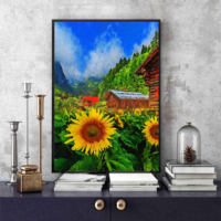 Peinture sur toile murale absorbant le son peinte à la main pour la maison, l'hôtel, le bureau, utilisant des panneaux acoustiques en feutre PET