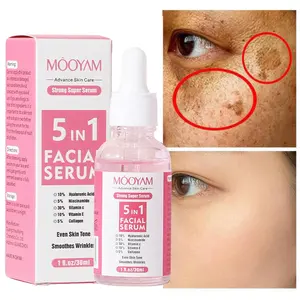 5 in 1 Serum beyazlatma solmaya karanlık nokta çil aydınlatmak özü kaldırmak Pigment Melanin düzeltme güzellik yüz serumu