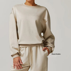 2024 logotipo personalizado <span class=keywords><strong>de</strong></span> las mujeres <span class=keywords><strong>de</strong></span> 2 piezas <span class=keywords><strong>de</strong></span> manga larga patrón sólido ropa deportiva con capucha y suéter <span class=keywords><strong>de</strong></span> invierno corte Top conjunto estilo <span class=keywords><strong>de</strong></span> calle - Product Image 1