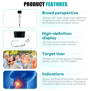 Nasofaringoscopio Professionale Riutilizzabile con Rotazione su e giù a 130 Gradi, <span class=keywords><strong>Unit</strong></span>à Endoscopica HD con Schermo Touch - Product Image 4