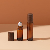 Flacon roll-on en verre ambré de 1 ml, 2 ml, 3 ml, 5 ml avec bouchon en bois, conteneur pour huile essentielle, flacon d'échantillon de parfum